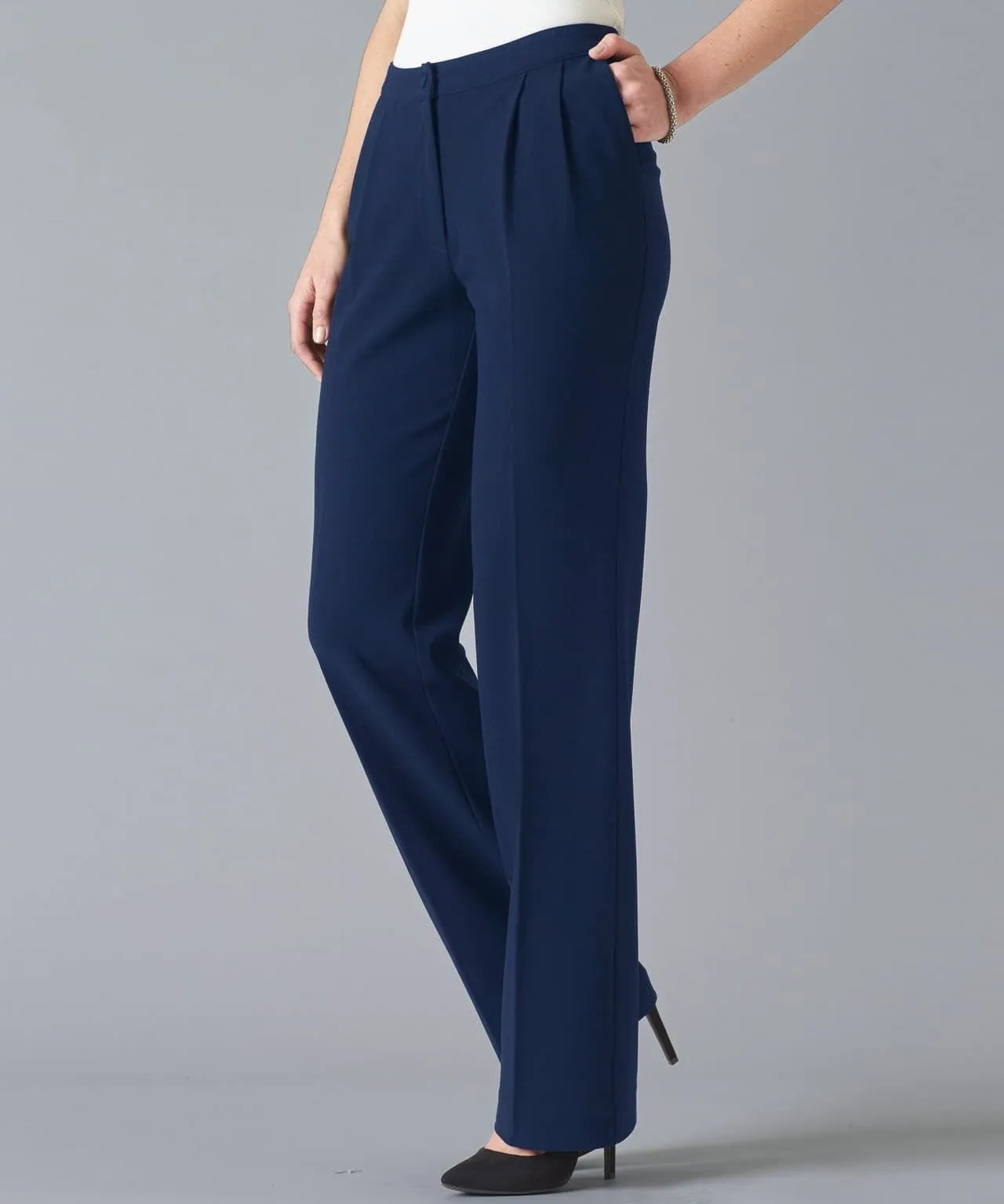 Flowy Wide-Leg Crepe Trousers