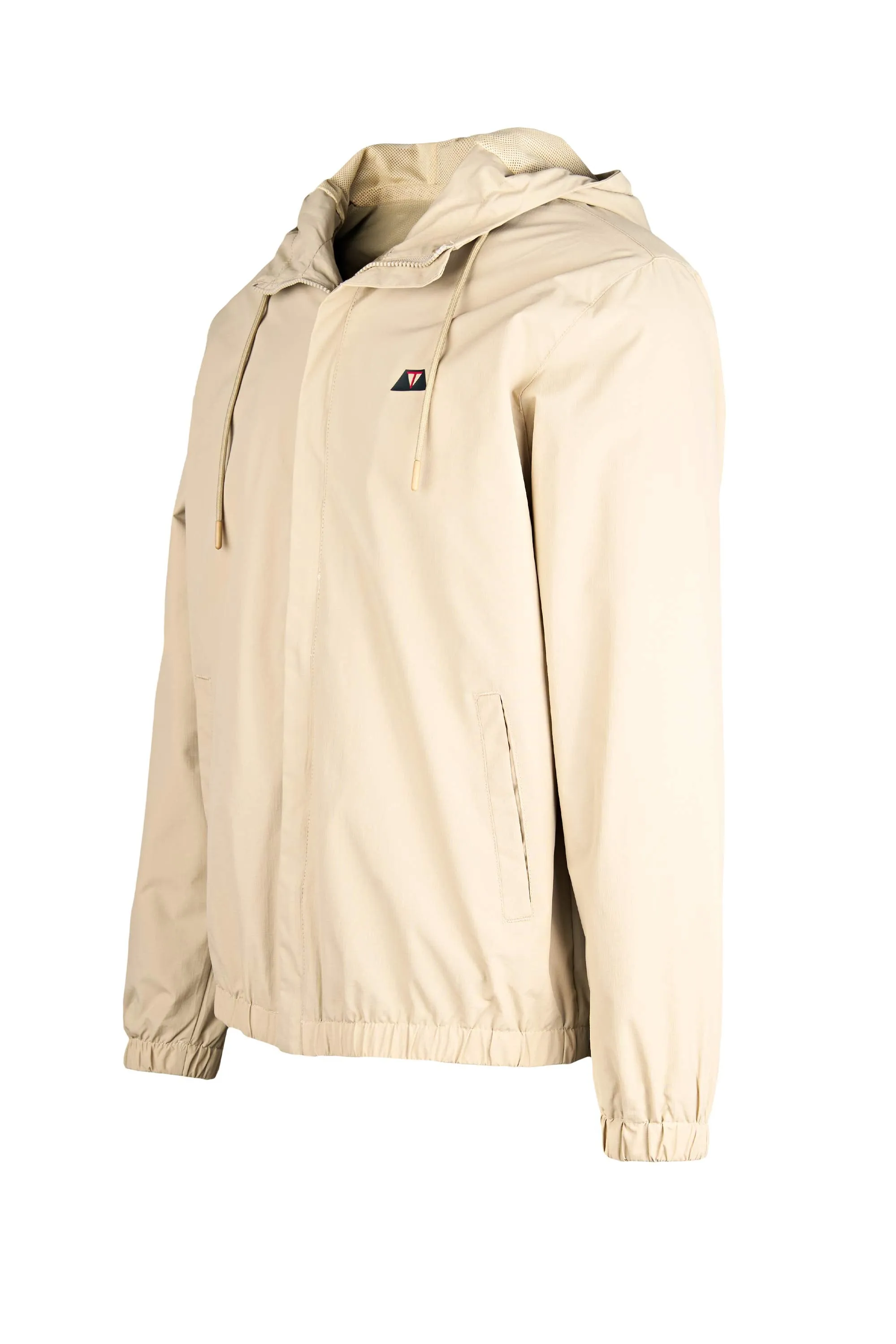 Windproof Hooded Jacket with Ribbed Texture