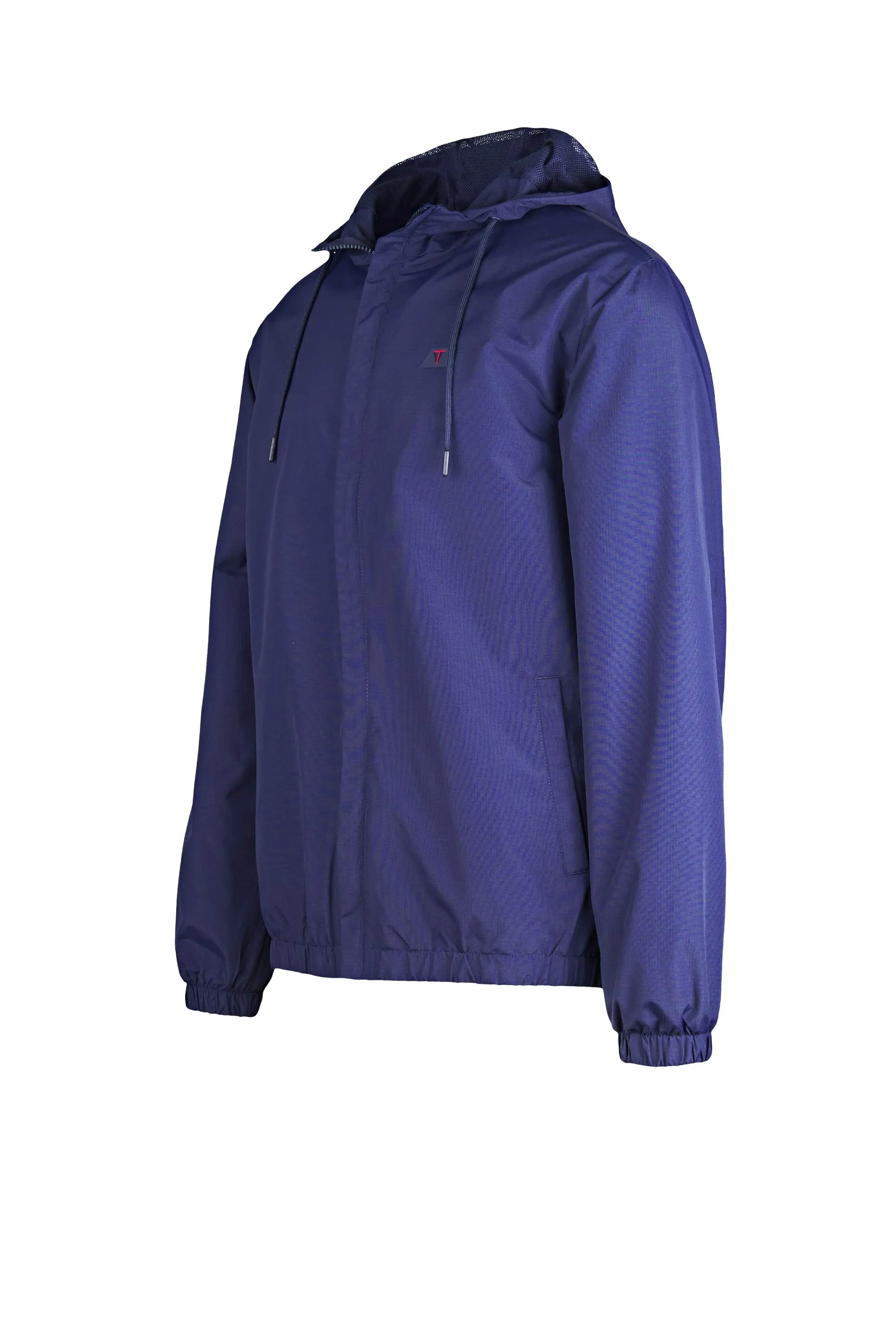 Windproof Hooded Jacket with Ribbed Texture