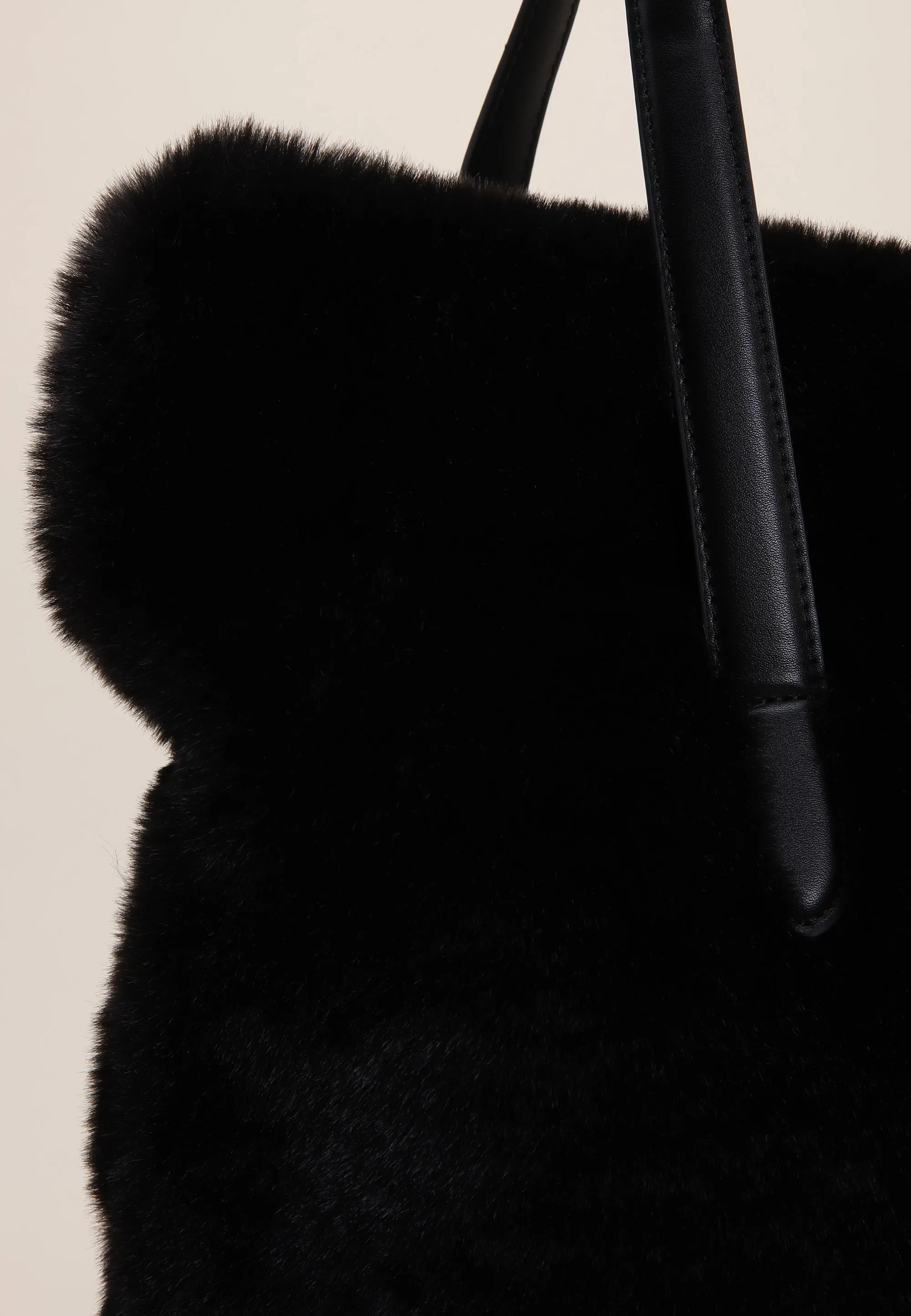 Black Fluffy Shoulder Bag for Women