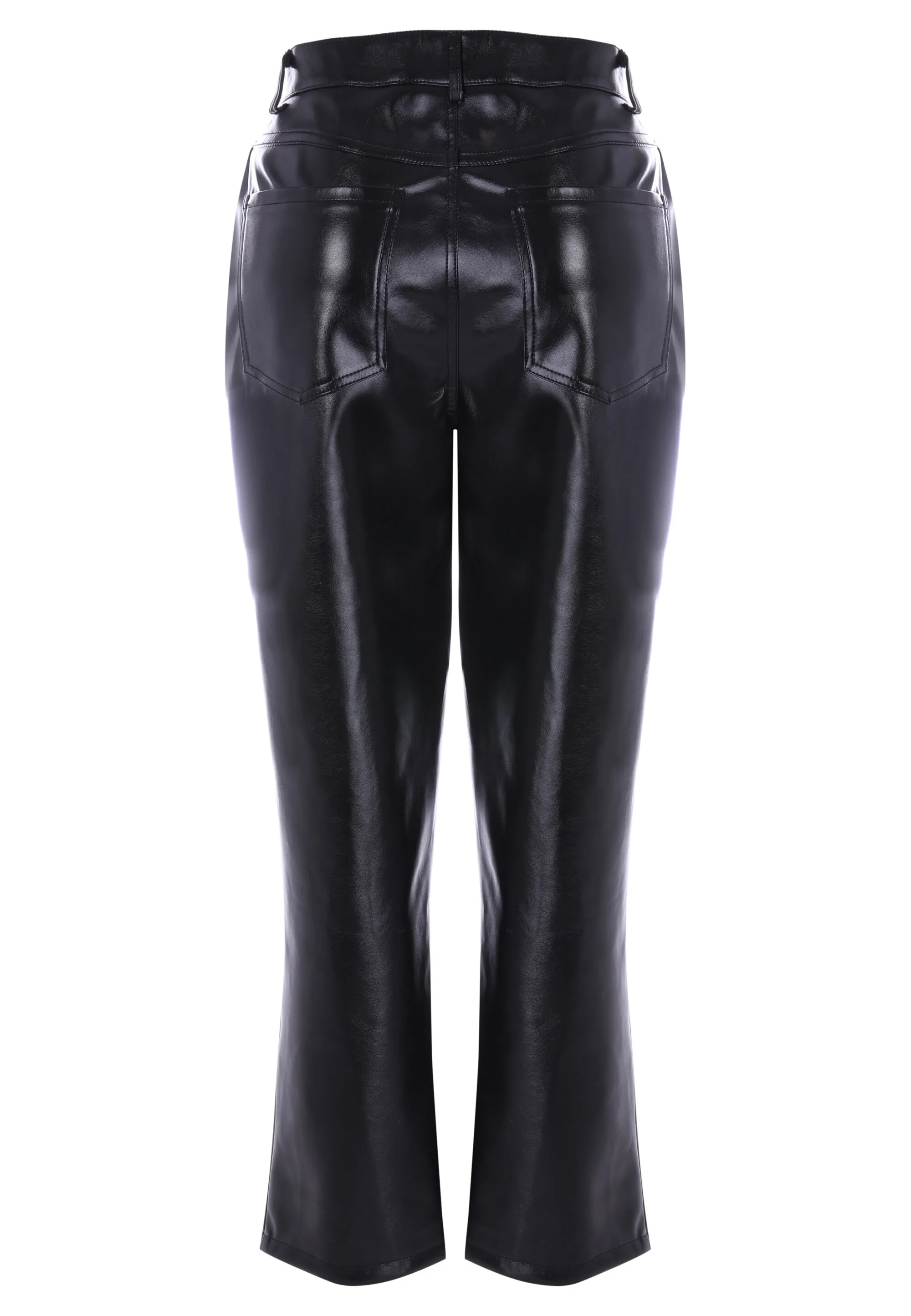 Women's Black Plain Vinyl Leggings