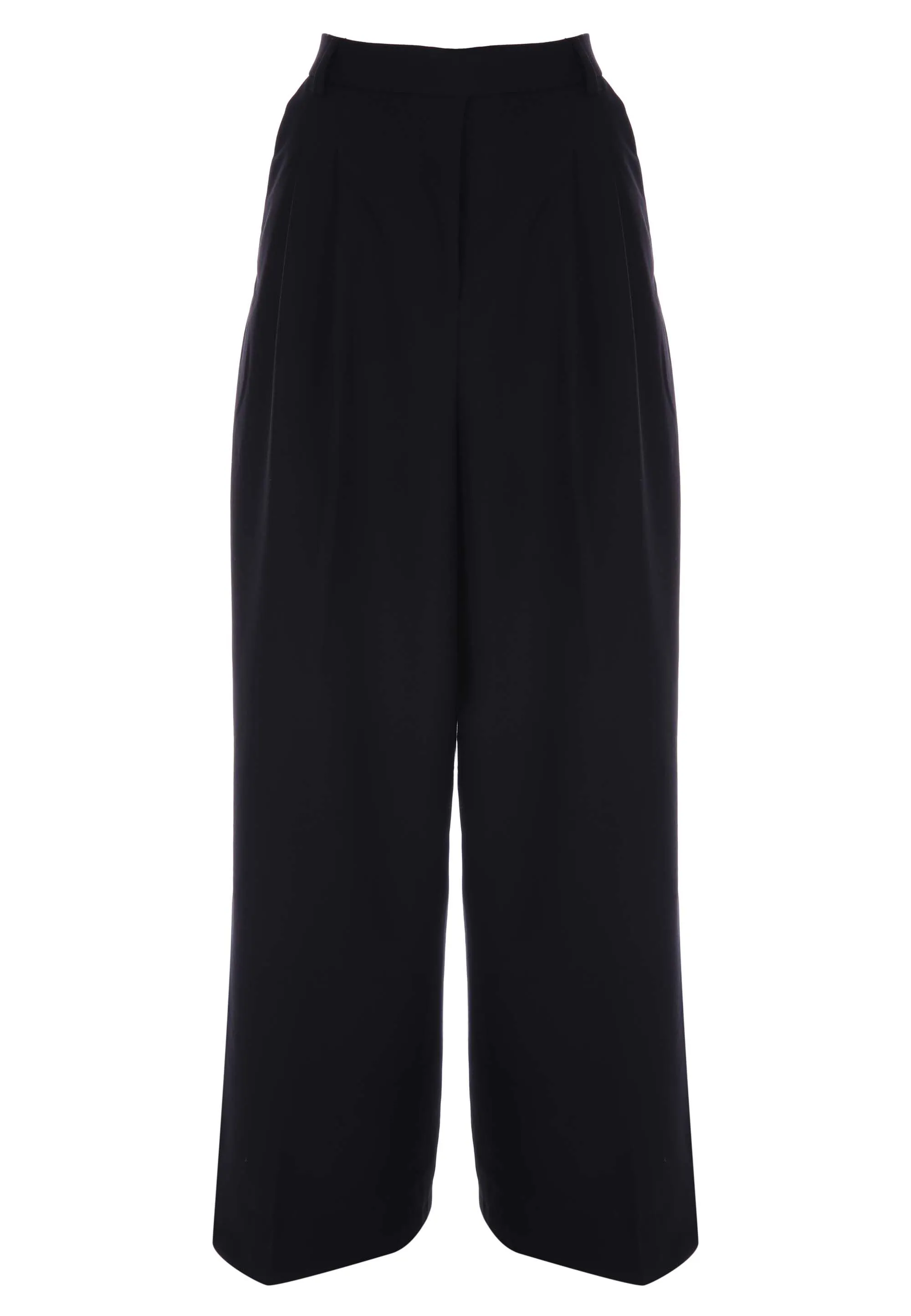 Women's Black Wide Leg Front Pleated Pants