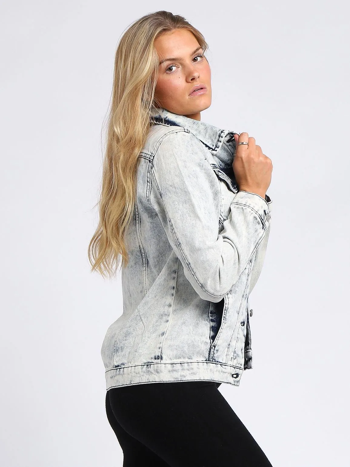 Women's Acid Blue Boyfriend Fit Denim Jacket (UK Sizes 8-16)