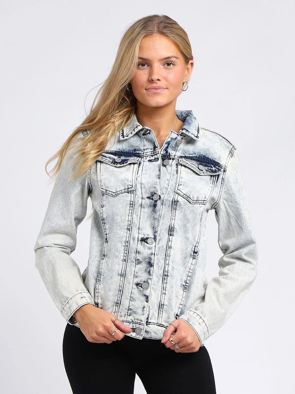 Women's Acid Blue Boyfriend Fit Denim Jacket (UK Sizes 8-16)