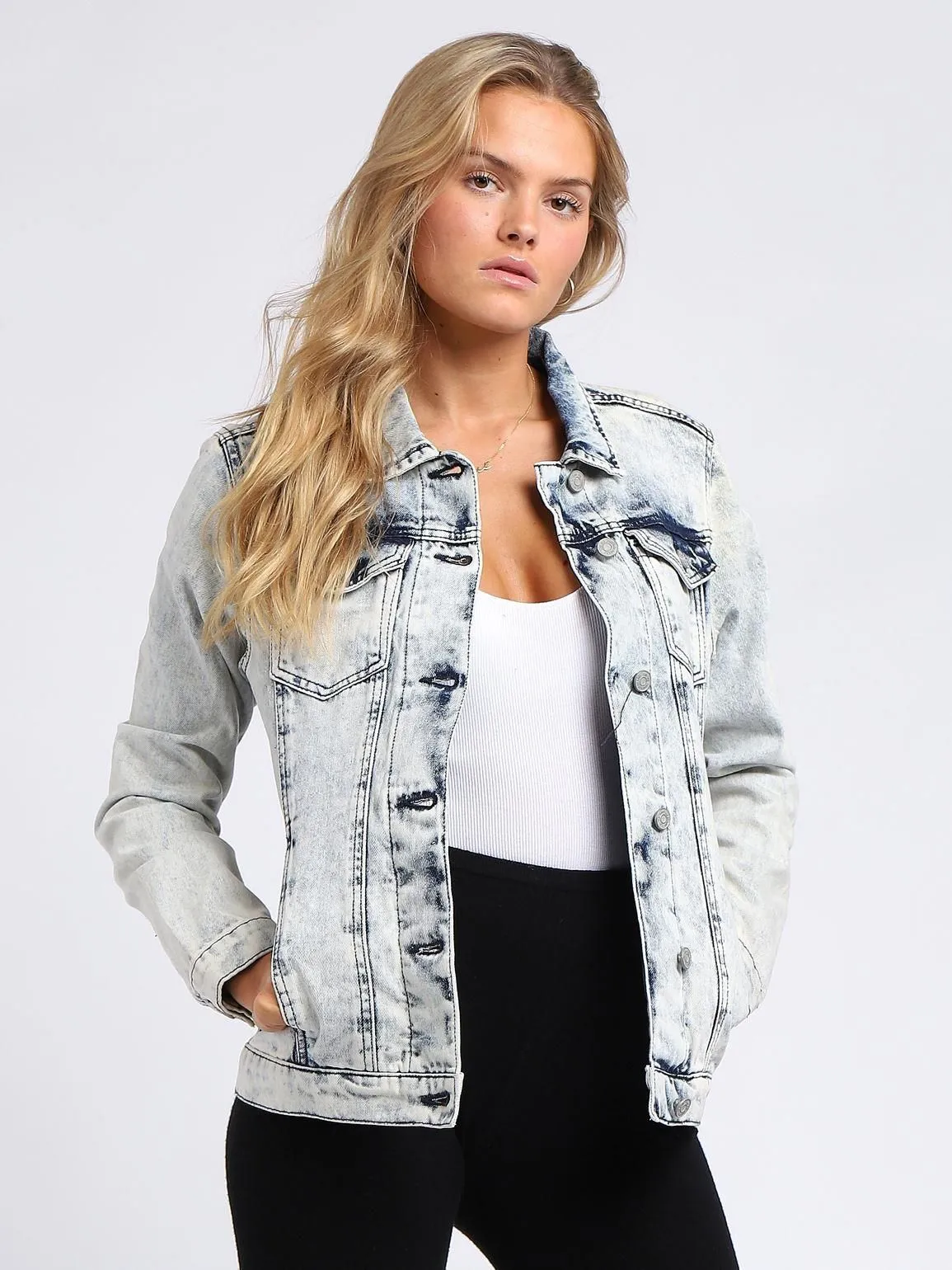 Women's Acid Blue Boyfriend Fit Denim Jacket (UK Sizes 8-16)