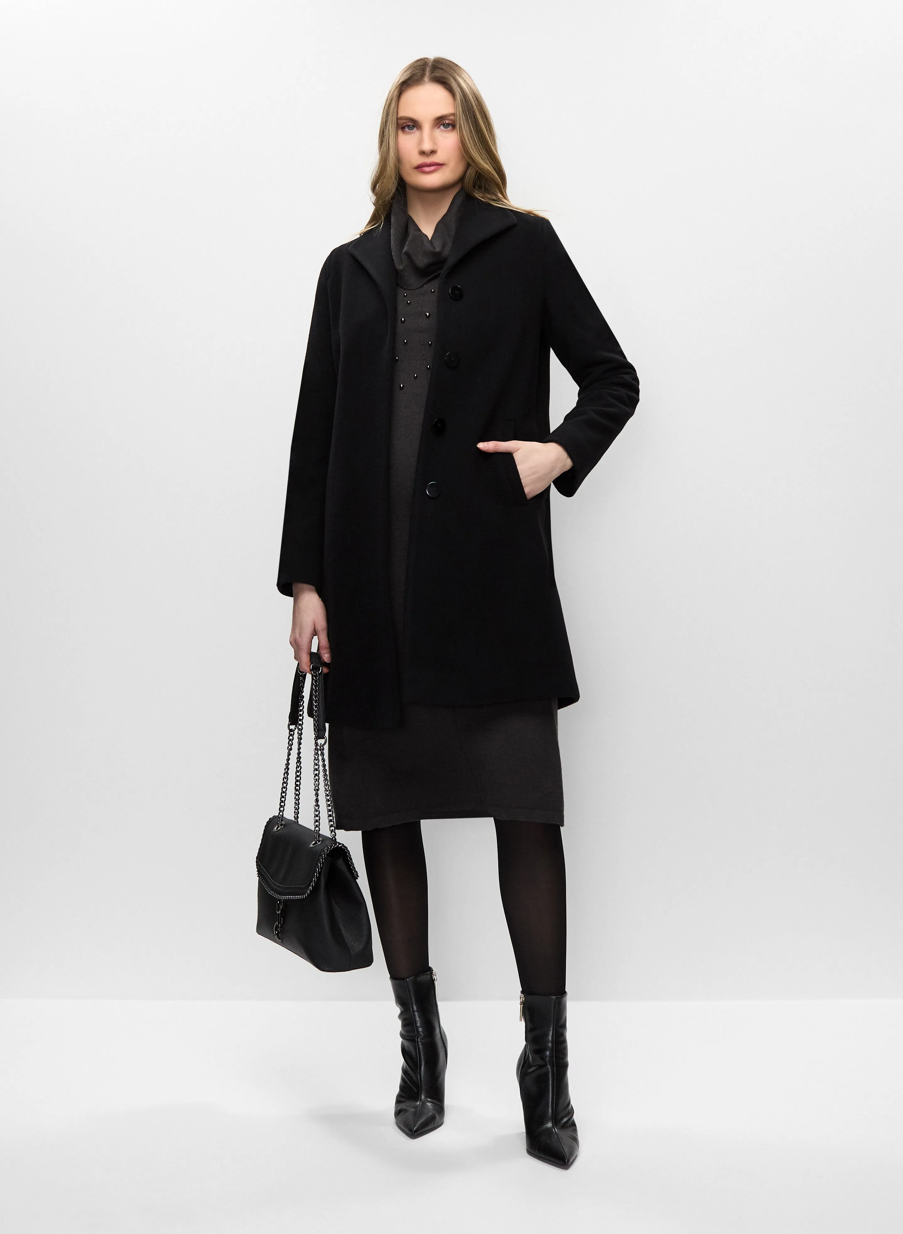 Wool Coat and Beaded Dress