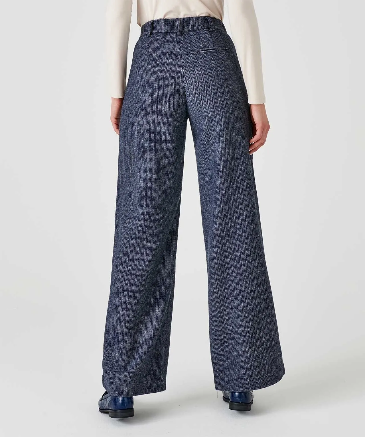 Wool Blend Wide-Leg Trousers