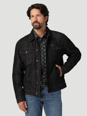 Wrangler Men’s Cowboy Cut Sherpa Lined Denim Jacket - Black Obelisk