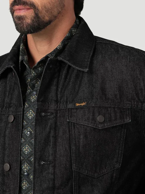 Wrangler Men’s Cowboy Cut Sherpa Lined Denim Jacket - Black Obelisk