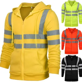 Men's Color Block Patchwork Ski Jacket with Hood and Reflective Visibility, ideal for Workwear.