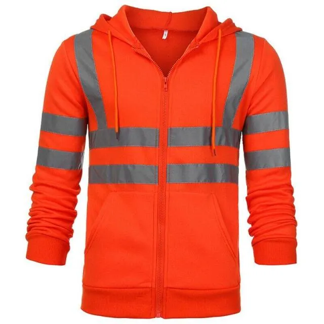 Men's Color Block Patchwork Ski Jacket with Hood and Reflective Visibility, ideal for Workwear.