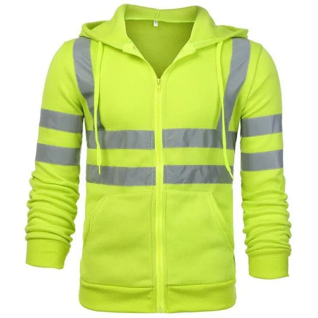 Men's Color Block Patchwork Ski Jacket with Hood and Reflective Visibility, ideal for Workwear.