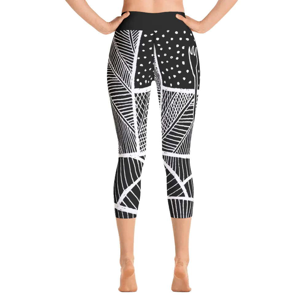 Trendy Yoga Capri Leggings with Barton Springs Salamander Design